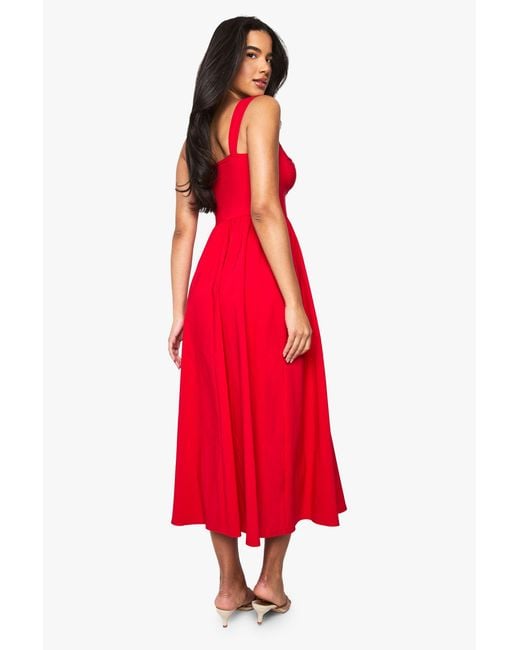 Boohoo Red Bengaline Sweetheart Midaxi Dress