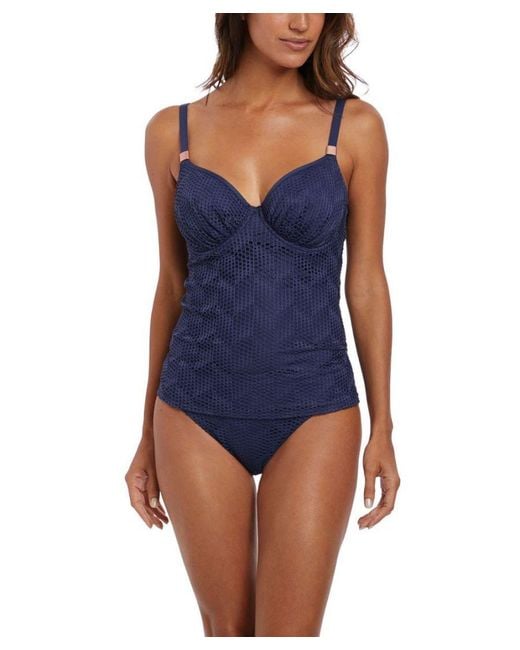 Fantasie Blue Marseille Bardot Gathered Full Cup Tankini
