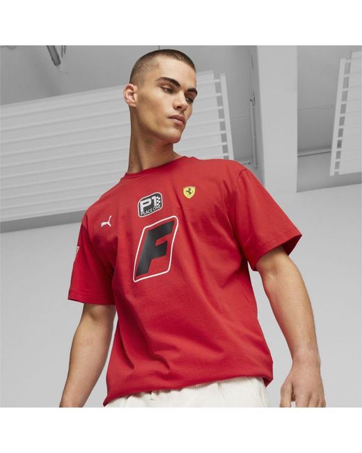 PUMA Red Scuderia Ferrari Race Garage Crew T-Shirt for men
