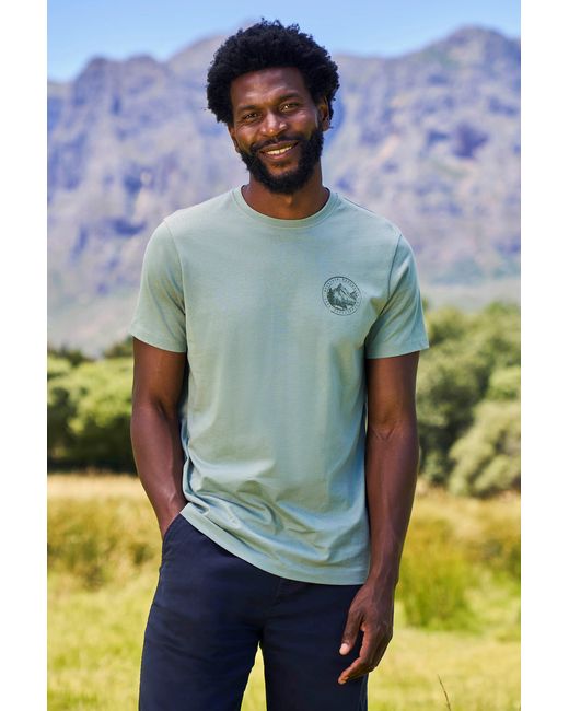 Mountain Warehouse Green 'Mountain Valley' T-Shirt Cotton Sun Protection Summer Casual Tee for men