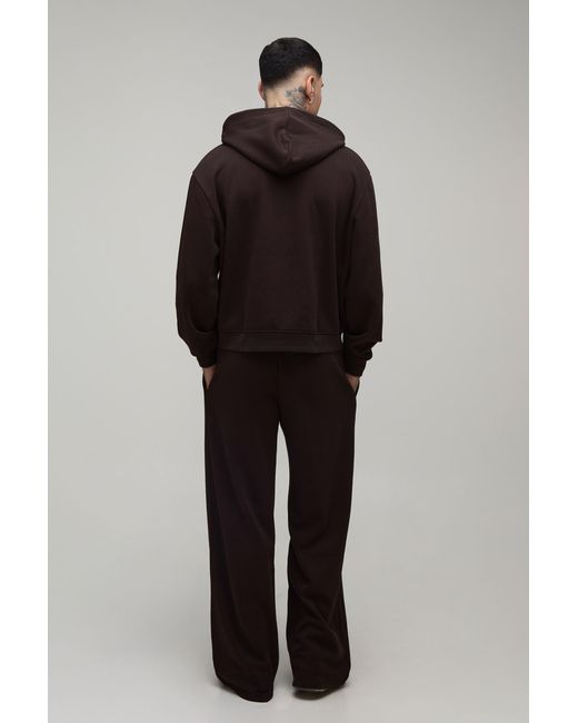 BoohooMAN Blue Tall Oversized Boxy Henley Hoodie And Wide Leg Jogger for men