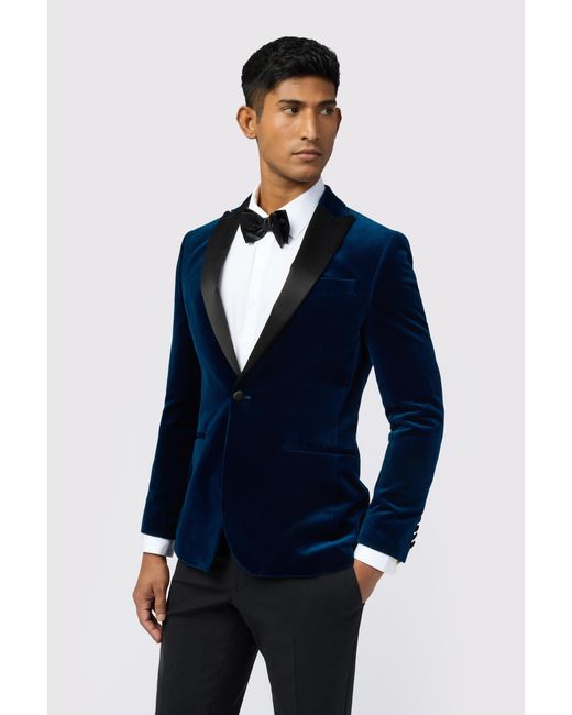 Ted Baker Blue Slim Fit Velvet Jacket Cotton for men