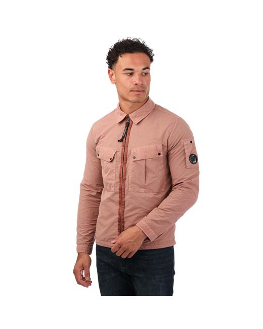 C P Company Red Flatt Nylon Lens Overshirt for men