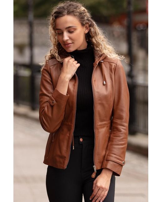 Ashwood Leather Black 'Anne' Jacket With Adjustable Waist String