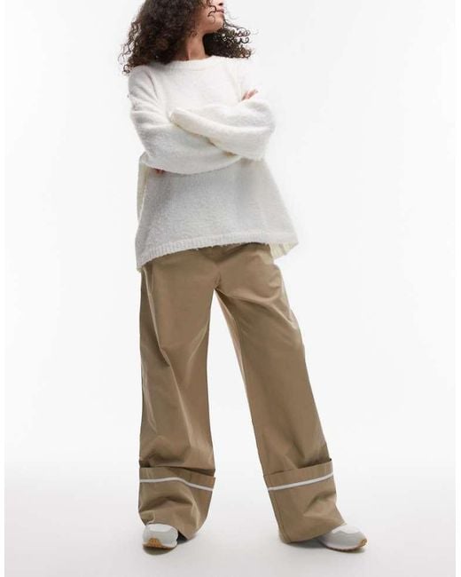 TOPSHOP White Turn Up Detail Hem Trouser