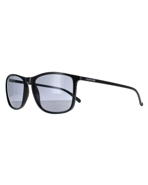 Calvin Klein Black Rectangle Shiny Solid Smoke Ck20524S