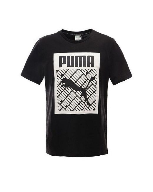 PUMA Black Graphic Logo T-Shirt Cotton for men