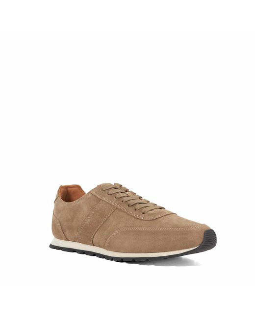 Dune Natural Treyson Lace-Up Suede Runner Trainer for men
