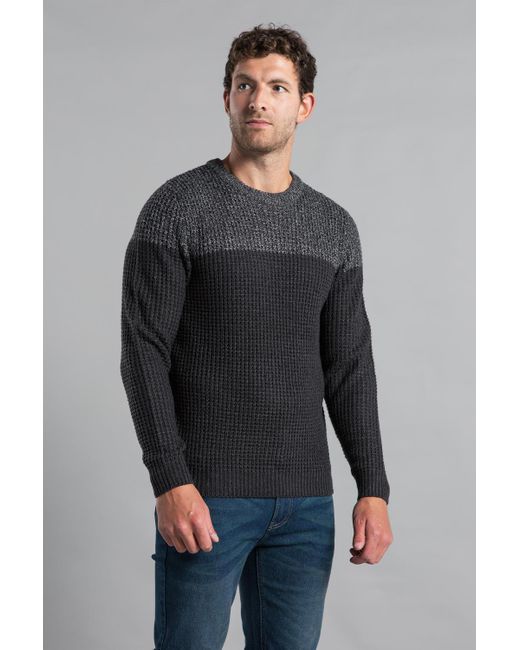 Kensington Eastside Gray Charcoal Crew Neck Color Block Jumper for men