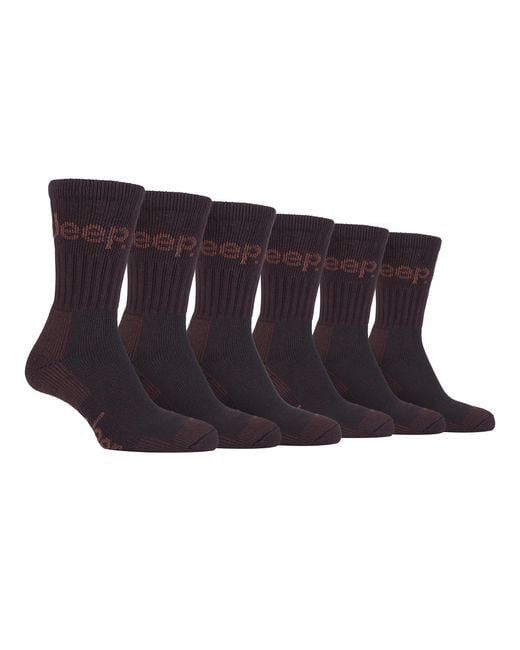 Jeep Black 6 Pairs Luxury Cushioned Cotton Hiking Socks for men