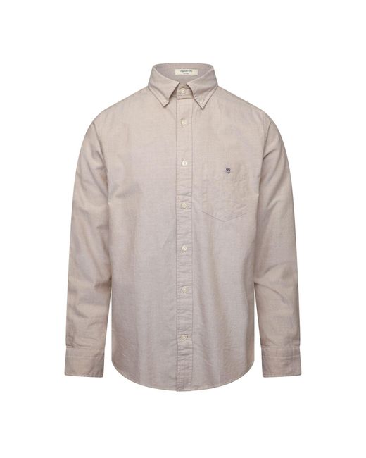Gant Gray Reg Oxford Ss Shirt Milky Matcha L for men