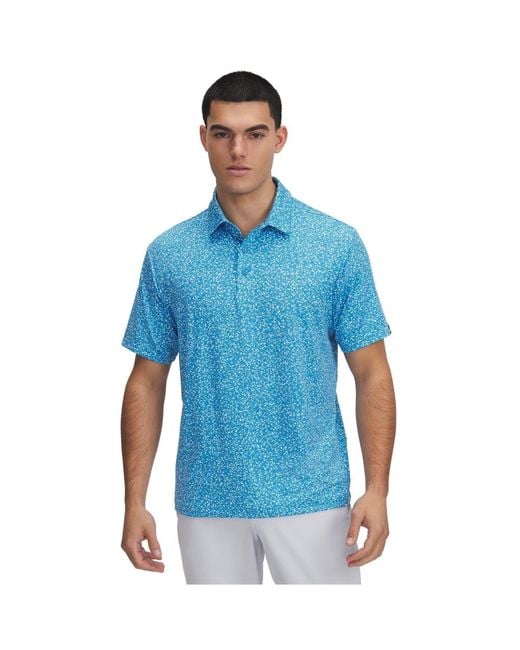 Under Armour Blue Printed Short Sleeve Performance Polo Shirt for men