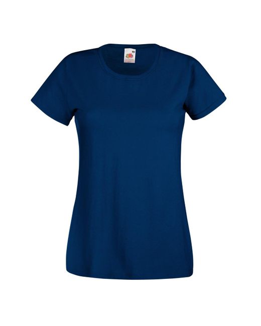 Fruit Of The Loom Blue Ladies/ Lady-Fit Valueweight Short Sleeve T-Shirt (Pack Of 5) Cotton