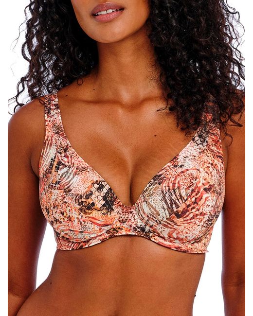 Freya Brown Desert Cat High Apex Bikini Top