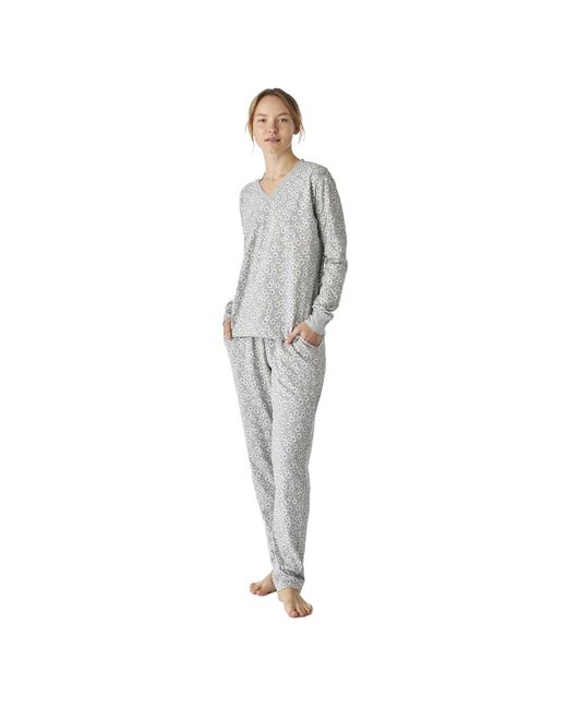 J&j Brothers Gray Jjbep1800 Long Sleeve Cotton Pajamas
