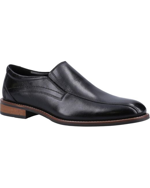 Hush Puppies Black Donovan Leather Slip-On Shoes for men