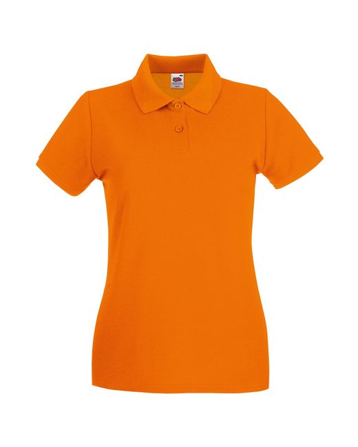 Fruit Of The Loom Orange Ladies Premium Cotton Pique Lady Fit Polo Shirt