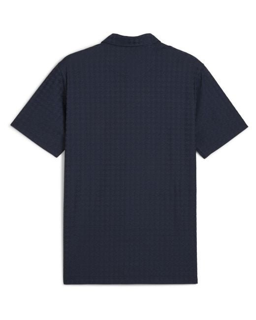 PUMA Blue Mattr Houndstooth Short Sleeve Performance Polo Shirt for men
