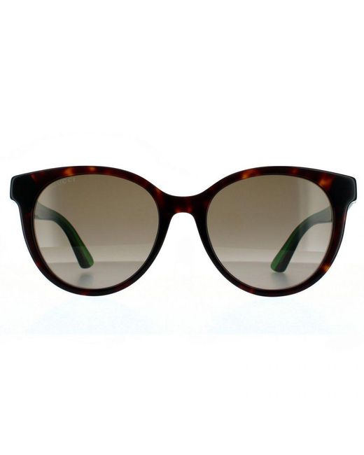 Gucci Brown Round Havana With And Gradient Sunglasses