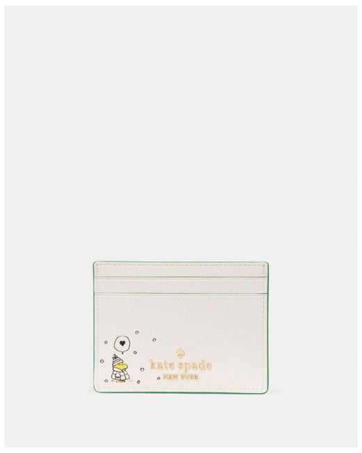 Kate Spade White Peanuts X Ksny Small Slim Card Holder