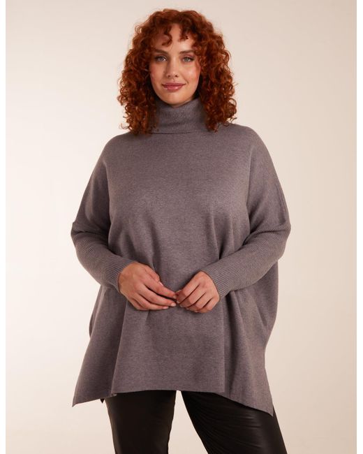 Blue Vanilla Brown Vanilla Curve High Neck Boxy Jumper