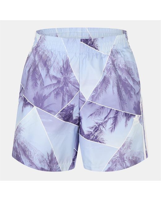 Adidas Originals Blue Regular Fit Graphic Print Swim Shorts for men