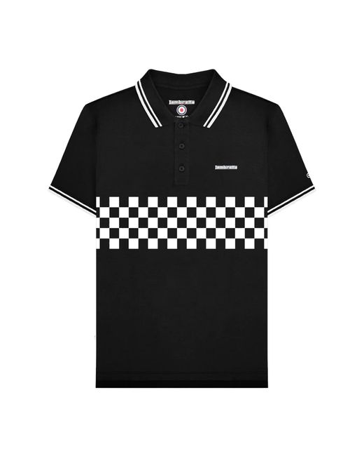 Lambretta Black Ss25 Two Tone Tipped Polo Shirt Cotton for men