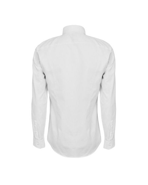 Boss White Oxford Spread Collar Long-Sleeved Shirt Cotton for men