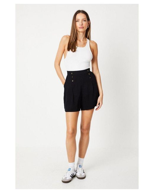 Dorothy Perkins White Elasticated Button Detail Shorts