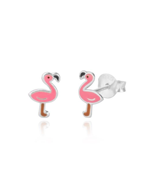The Jewellery Stockroom Pink Sterling Enamel Flamingo Lightweight Stud Earrings