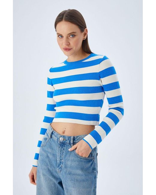 MixRay Blue Gestreifter Strickpullover
