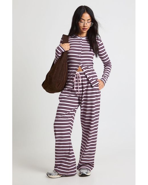 Boohoo Red Stripe Rib Drawcord Trouser