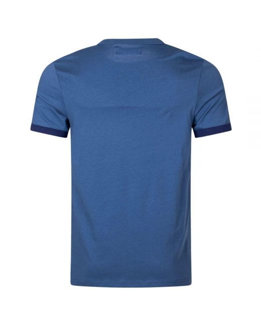 Fred Perry Blue Logo Plain M3519 963 Midnight Ringer T-Shirt for men