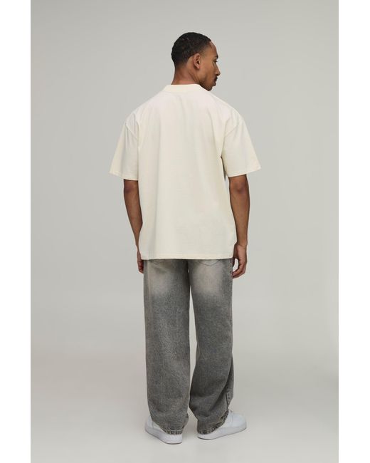 BoohooMAN Natural Oversized Motel Western Print T-Shirt Cotton for men