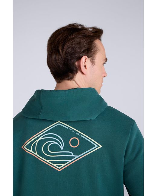 Mountain Warehouse Green 'River' Hoodie Drawcord Adjustable Hood Cosy Pullover Cotton for men
