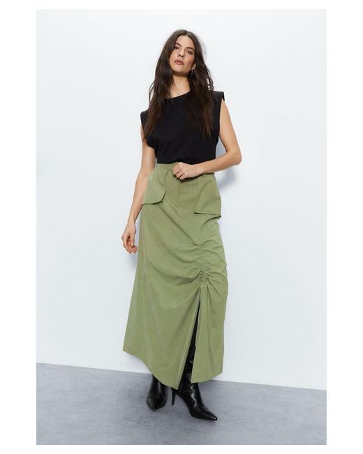 Warehouse Green Premium Tailored Maxi Skirt