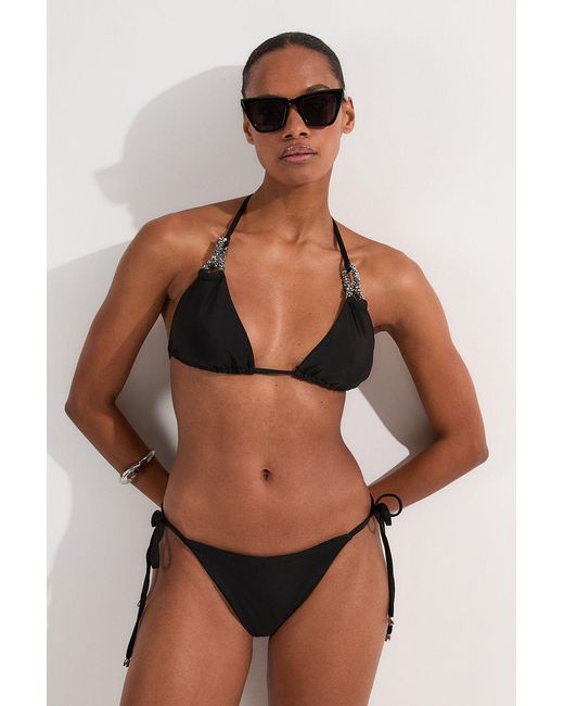 Karen Millen Brown Hardware Detail Tie Side Bikini Bottoms