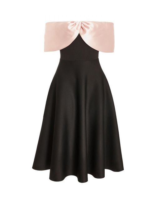 Quiz Brown Bardot Midi Skater Dress