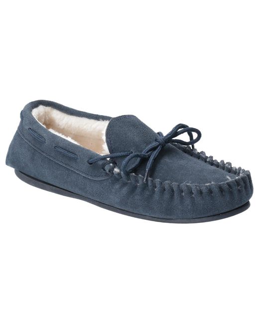 Hush Puppies Blue Ladies Allie Slip On Leather Slipper