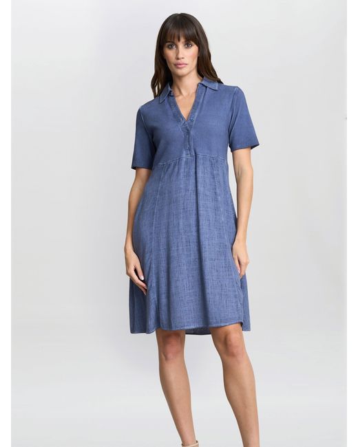 Gina Bacconi Blue Aaliyah Chambray Demin And Jersey Dress
