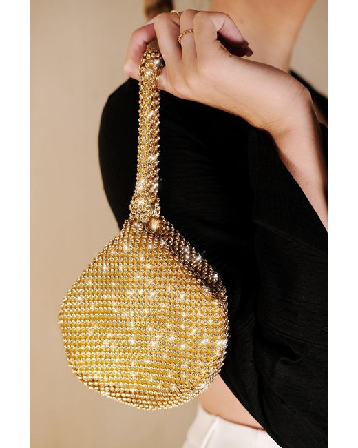 Where's That From Black Ladies Diamante Detail Mini Chainmail Pouch Bag
