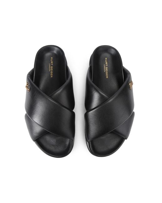 Kurt Geiger Black Leather Baron Pumped Slide Sandals for men