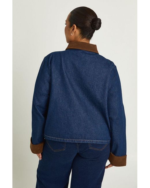 Boohoo Blue Plus Denim Barn Jacket