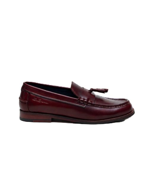 Ben Sherman Brown Sid Brush Off Leather Burgundy Tassel Loafers for men
