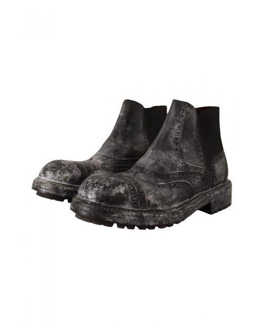Dolce & Gabbana Black Leather Ankle Casual Boots for men