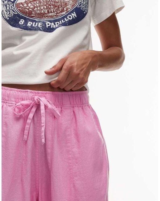 TOPSHOP Pink Linen Balloon Trouser