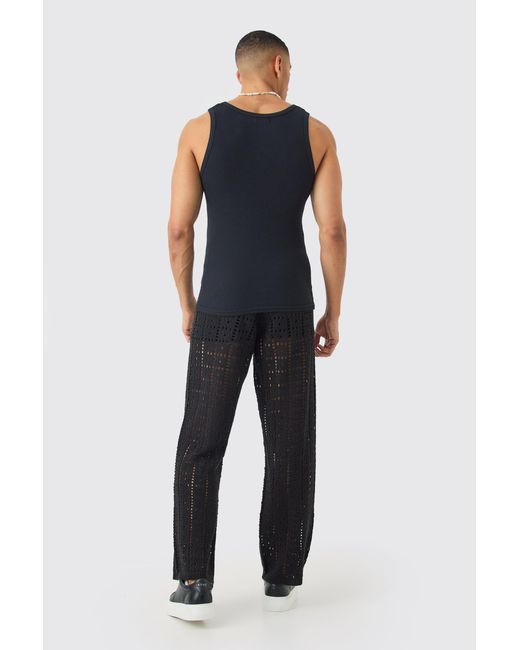 BoohooMAN Blue Basic Muscle Fit Ribbed Vest for men