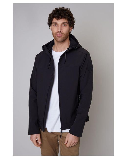 Threadbare Blue Fleece Lined Hooded Jacket for men