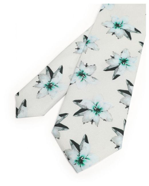 Ted Baker White Sarsh Printed Floral Tie, Silk for men