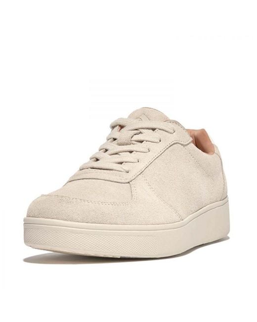 Fitflop Dames Fit Flop Rally Suede-mix Panel Trainers In Grijs in het White